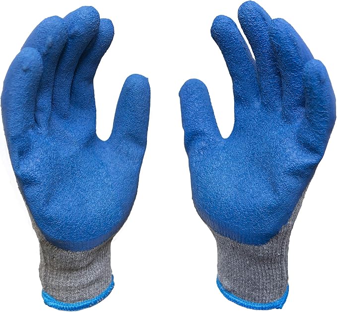 G & F Products - 3100L-DZ-Parent 12 Pairs Large Rubber Latex Double Coated Work Gloves for Construction, gardening gloves, heavy duty Cotton Blend Blue