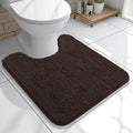 OLANLY Toilet Rugs U-Shaped 20x20, Extra Soft Absorbent Chenille Contour Bathroom Rugs for Toilet, Dry Quickly, Machine Washable, Non-Slip Bath Mat, Brown