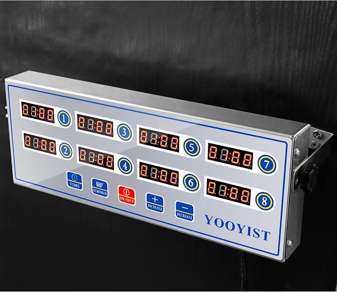 Kitchen Timers for Cooking – 8 Channel Commercial Kitchen Timer Restaurant Kitchen Supplies – Stainless Steel LED Technology Kitchen Timer Digital – Reminder Function, Loud Alarm, Silver