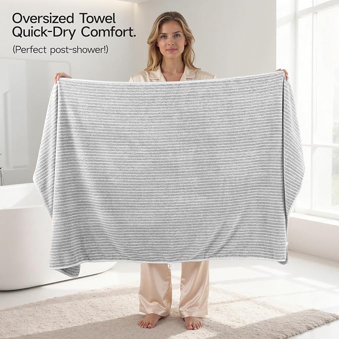 REDKISS 6-Piece Microfiber Bath Towel Set, Ultra Soft, Highly Absorbent & Quick Dry, 35x70 Inch Oversized, Light Gray Towels for Bathroom, Spa, Gym, 2 Bath 2 Hand 2 Washcloths
