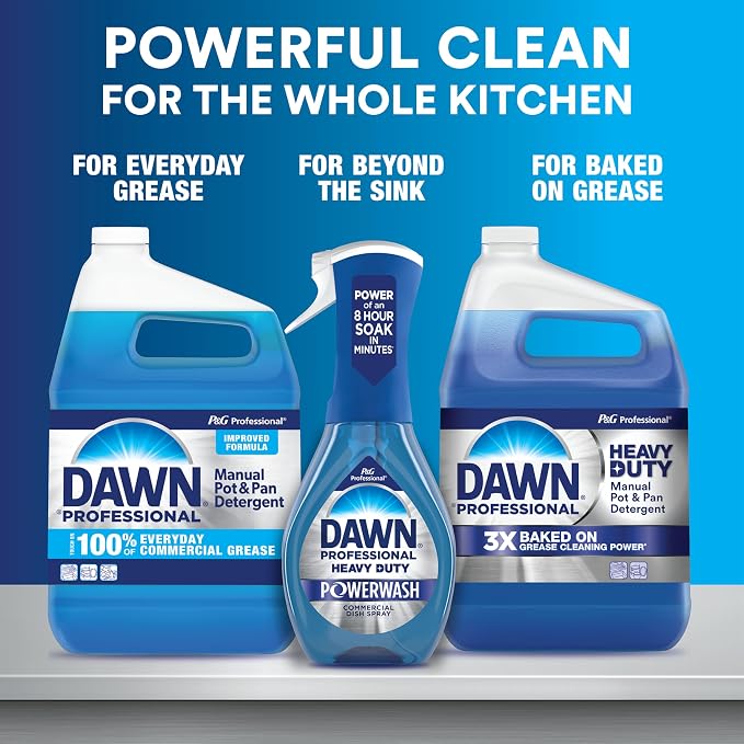 Dawn Dishwashing Liquid Soap Detergent, Bulk Degreaser Removes Greasy Foods from Pots, Pans and Dishes in Commercial Restaurant Kitchens, Lemon Scent, 1 Gal (Case of 4) (Packaging May Vary)