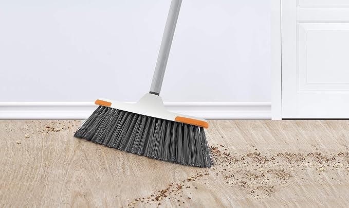 Superio Lightweight Essential Household Broom with Metal Handle (Grey)