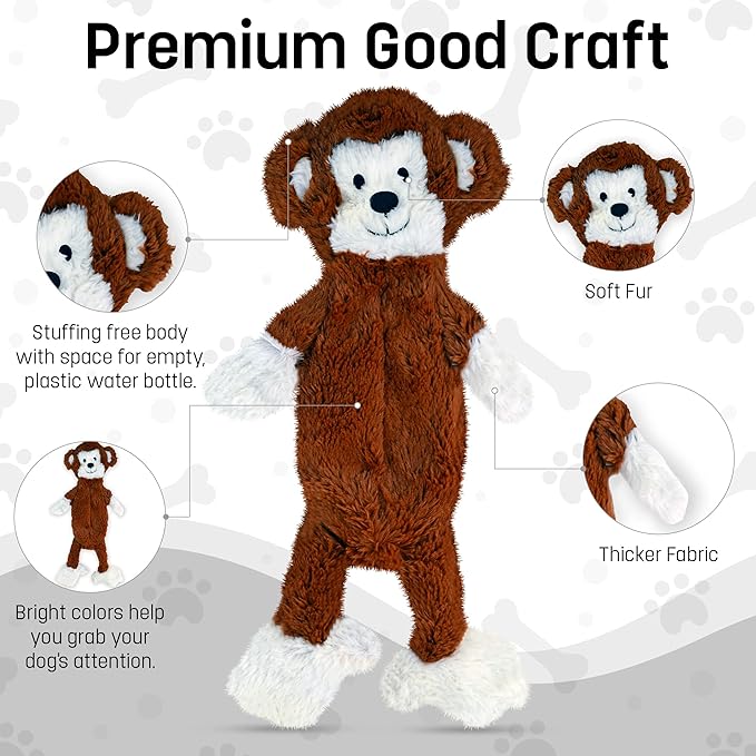 FGA MARKETPLACE Duck-Monkey Flat NO Stuffing NO Squeak Plush Dog Toy, Funny Style Will Entertain Your Pet for Hours, Recommended for Small and Medium Dog 21 INCH Long