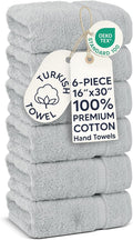 Chakir Turkish Linens | Hotel & Spa Quality 100% Cotton Premium Turkish Towels | Soft & Absorbent (6-Piece Hand Towels, Silver Gray)