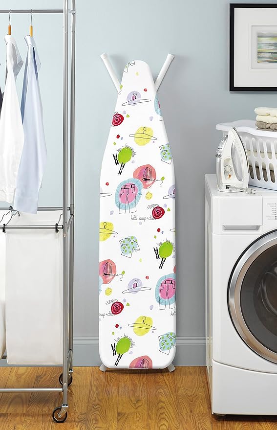 Whitmor Deluxe Ironing Board Cover with 6mm Fiber Pad Fits 15 x 54 In | Scorch-resistant cover, 6mm fiber pad, 190T elastic fit, tailored nose pocket, PAD - ELEMENTS