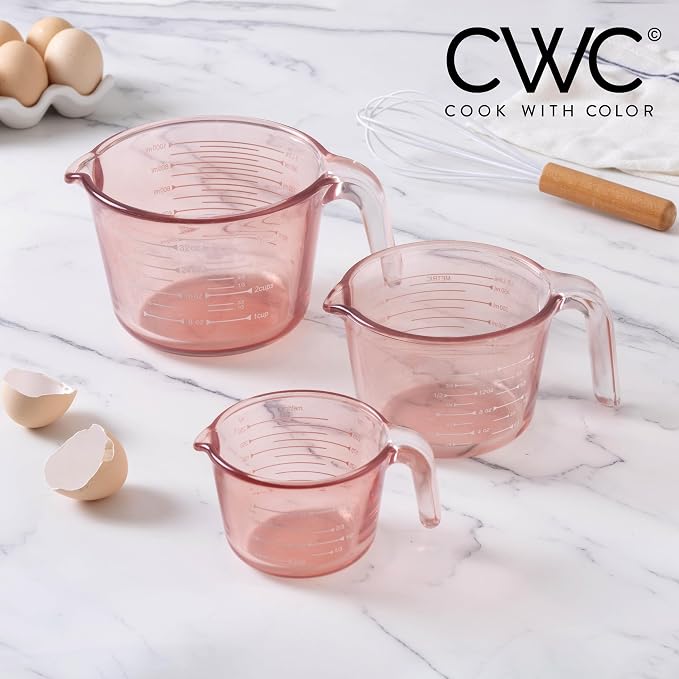 COOK WITH COLOR Glass Measuring Cups - Ideal for Cooking and Baking, Pink