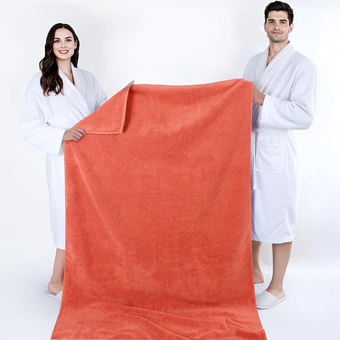 Cotton Paradise 100% Cotton Turkish Towel, Soft Absorbent Quick Dry, 40x80 Oversized Bath Sheet Towel, Coral