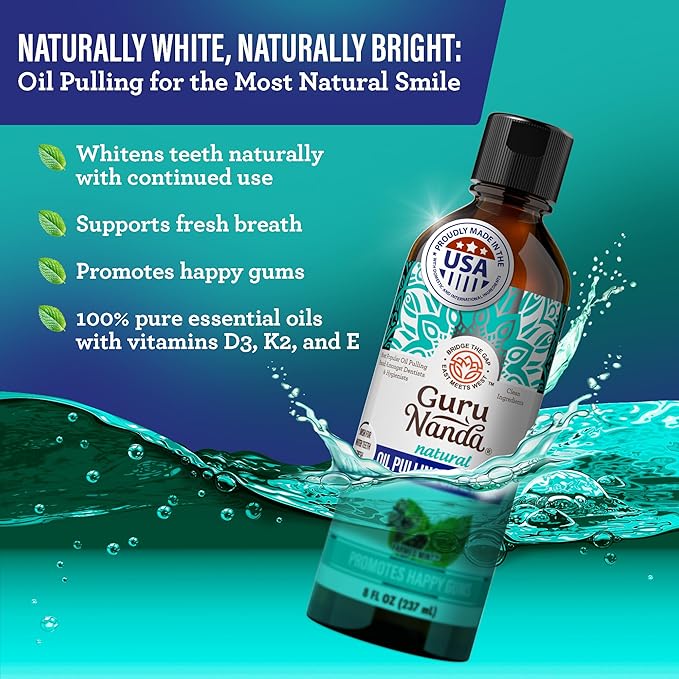GuruNanda Total Smile Makeover Kit Regular with Cocomint Oil Pulling, Dual Barrel Whitening Mouthwash, Whitening Strips & Butter on Gums Toothbrushes