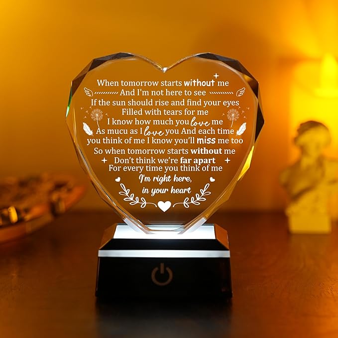 ZHSHWAT Heart Shaped Dandelion Memorial LED Light - Sympathy Gift for Loss of Mother Father, Poem Print LED Night Light, Condolence Keepsake for Remembrance & Funeral