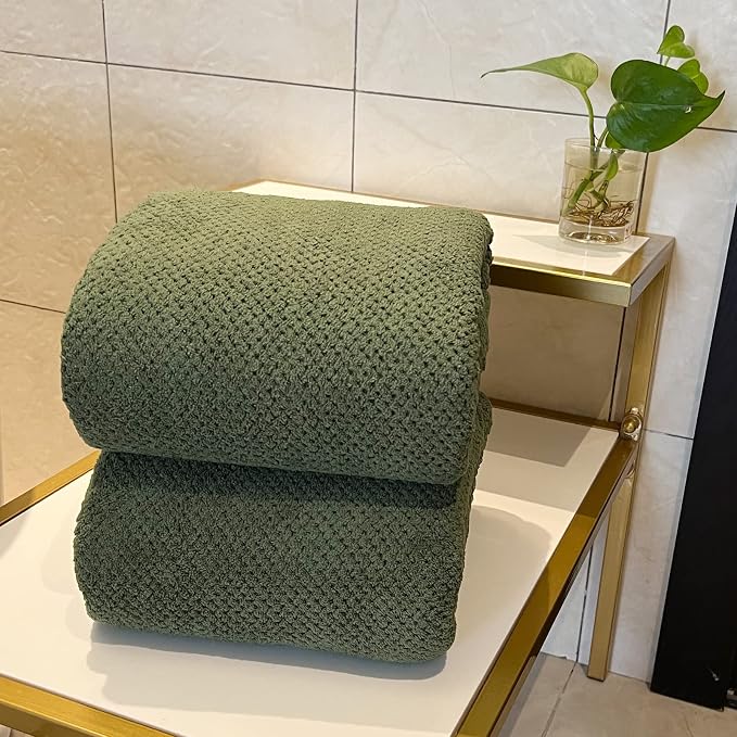 YTYC 39x78 Bath Sheets,Towels for Bathroom,Olive Green,2-Pieces | Extra Large Bath Towels, Super Soft,Highly absorbent,Hanging Loop,Quick Drying,Light Weight,80% Polyester