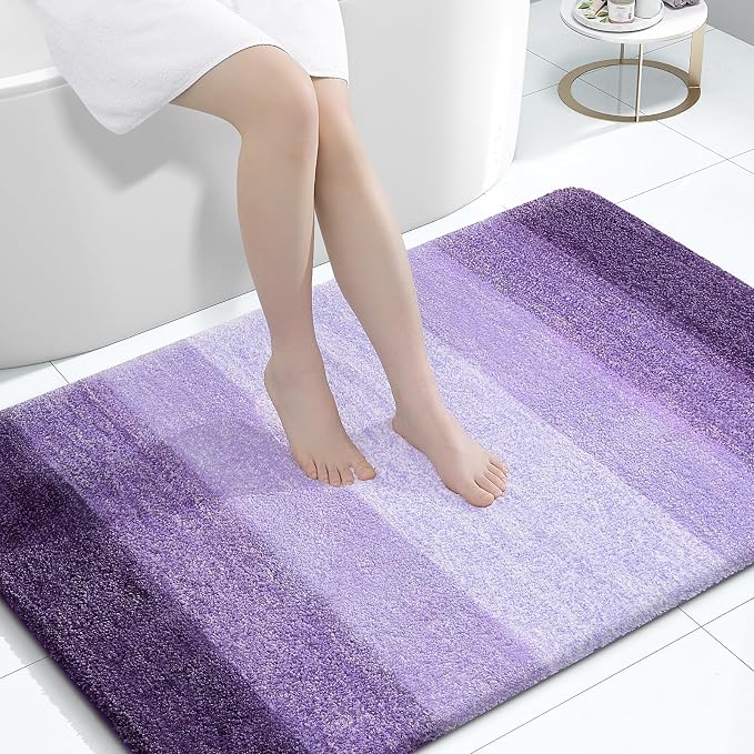 OLANLY Large Bathroom Rugs Mat 44x32, Extra Soft Absorbent Microfiber Bath Rugs, Rubber Backing, Quick Dry, Machine Washable Bath Mat for Bathroom Floor, Tub and Shower, Home Decor Accessories, Violet