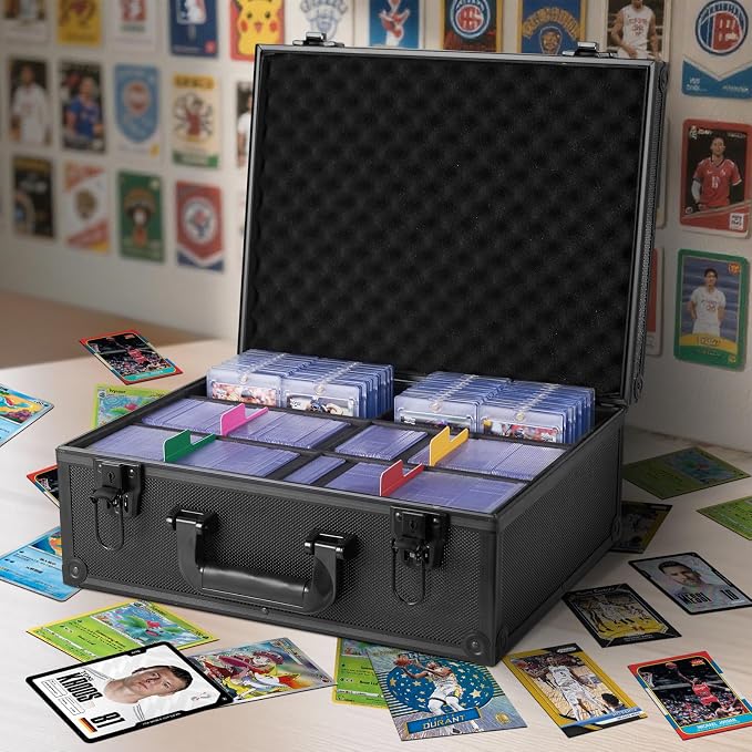 Top Loader Storage Box, Trading Card Case for Sports Cards, Fits 3" x 4" 35PT Hard Sleeves with 18 Color Separators & 6 Foam Dividers, Card Box Holders 610+ Top Loaders, 140+ Magnetic Holder