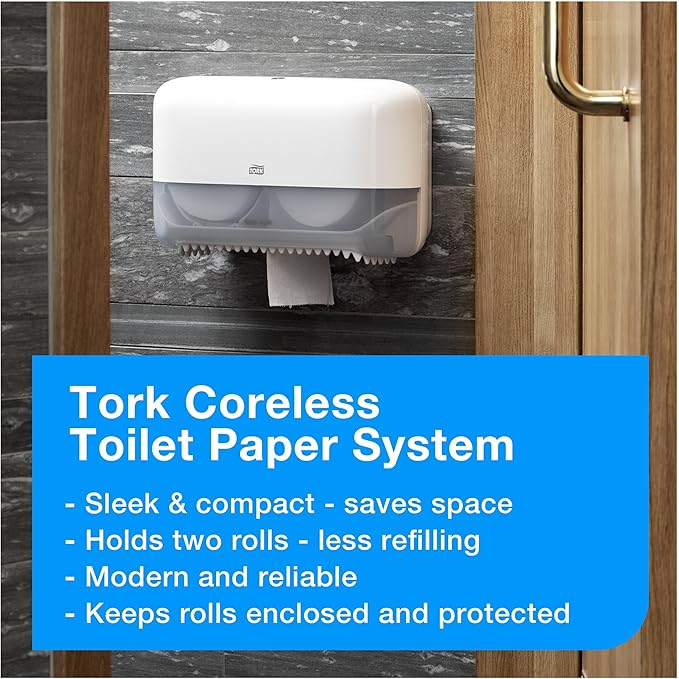 Tork Coreless High-Capacity Toilet Paper Roll White T7, Advanced, 2-Ply, 36 x 1000 sheets, 472880