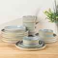 TheTerra Ceramic Dinnerware Sets for 6, 18 Pieces Porcelain Lightweight Plates and Bowls Sets, Scratch Resistant Dish Set, Oven & Microwave & Dishwasher Safe,Illusion Blue
