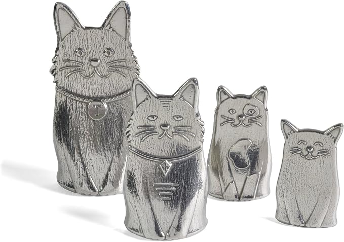 Pewter Cats 4-Piece Measuring Spoon Set, Handmade in the USA