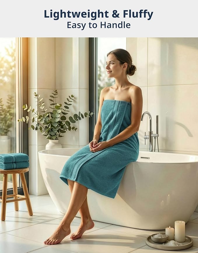LANE LINEN Bath Towel Set Absorbent Quick Dry 100% Cotton 4 Piece - Teal | Set Of Towels - OEKO-TEX Certified, Zero-Twist Durability, Zero-Twist Cotton, Terry Weave Comfort, Long-Lasting Comfort