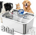PETNF 3-Gallon 304 Stainless Steel Dog Water Fountain for Large Dogs, Extra Wide Drinking Area, Automatic Water Bowl Dispenser for Large Dogs & Multi-Pet Homes, 7-Stage Filtration System, Quiet Pump