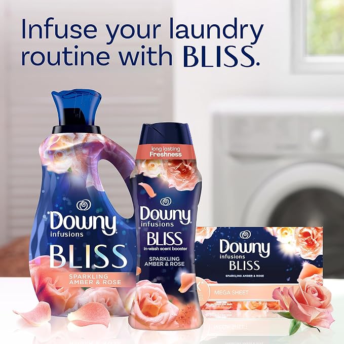 Downy Infusions In-Wash Laundry Scent Booster Beads, BLISS, Sparkling Amber and Rose, 13.4 oz