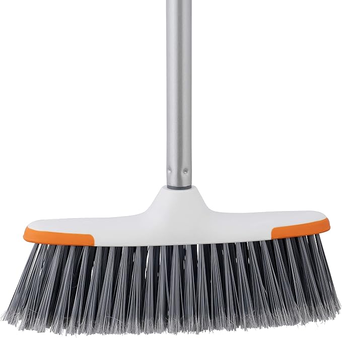 Superio Lightweight Essential Household Broom with Metal Handle (Grey)