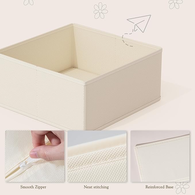 Criusia Drawer Organizer 18-Piece Set, Dresser Organizer for Baby Clothes, Foldable Closet Storage & Drawer Dividers for Underwear, Socks, Nursery (Beige)