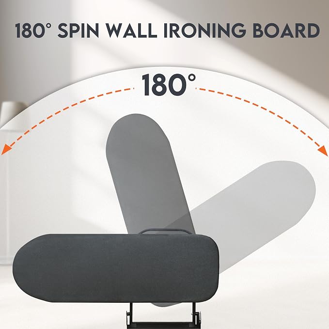 Wall Mounted Ironing Board,Space-Saving Compact Wall Mount Fold Down Iron Board for Laundry Room, 36" x 12", Black