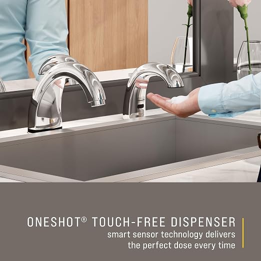 Rubbermaid Commercial Products OneShot Automatic Counter Deck Mount Touchless Foam Hand Soap Dispenser, Low Profile, for Restrooms in Restaurants/Hotels/Schools/Airports/Offices