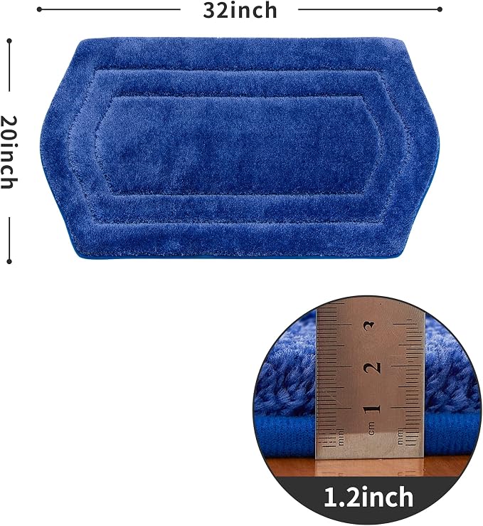 COSY HOMEER Extra Thick Bath Linen Sets Rugs for Bathroom - Anti-Slip Bath Mats Soft Plush Yarn Shaggy 100% Strong Polyester Bedroom Water Absorbent(Blue,20x32 - Inches)