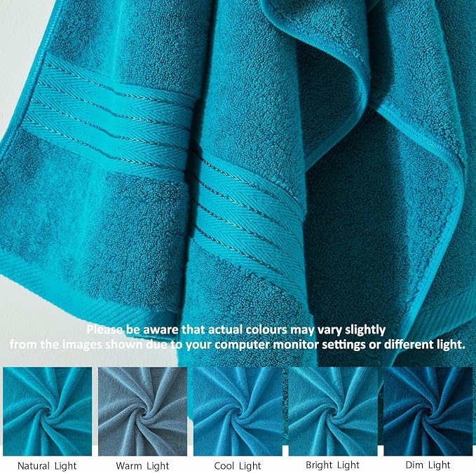 COZYART Luxury Bath Towel Set 3 PCS, Teal 100% Turkish Cotton 650 GSM | OEKO-Tex 100 Certified Zero Twist Ring Spun, Soft Absorbent Quick Dry, Plush Fluffy, Breathable Hotel Quality for Daily Use