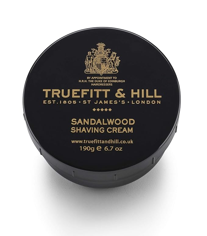 Truefitt & Hill Sandalwood Shaving Cream Bowl for Men, Fresh Classic scent, 6.7 oz.