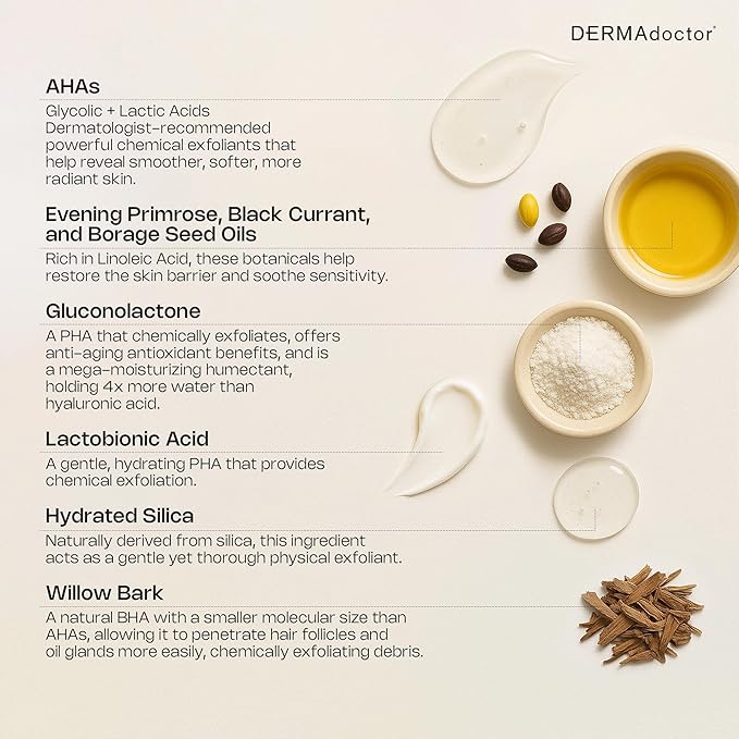 DERMAdoctor KP Bump Eraser Body Scrub with 10% AHAs + PHAs for Keratosis Pilaris, Dry, Rough, and Bumpy Skin, Dermatologist Formulated Exfoliating Body Scrub with Glycolic and Lactic acids - 24 oz