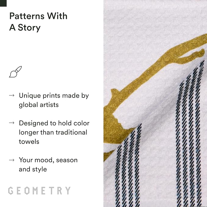 GEOMETRY Kitchen Tea Towels - Quick Dry Microfiber Dish Towels for Kitchen - Marrow 18" x 30" - 1 Pack