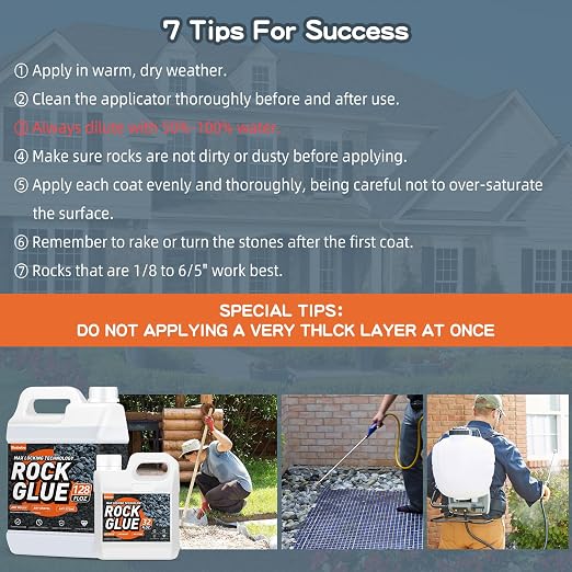 Rock Glue,2 Gallon 99% Stronger Bond Gravel Binder for Pea Gravel, Pebble&Stone-Stop Shifting, Reduce Mess, Strong Hold for Yards, Patios, Garden Walkways, Pet Safe Mulch Bond for Landscaping
