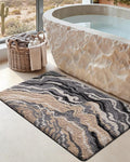 DEXI Bathroom Rug Mat 30x17, Soft and Absorbent Marble Bath Mat, Non Slip Machine Washable Bath Rugs for Shower Floor, Tub, Sink, Grey and Beige