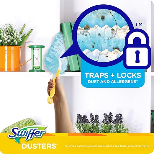 Swiffer Refill Dusters, Dust Lock Fiber, Light Blue, Unscented, 10/Box, 4 Box/Carton