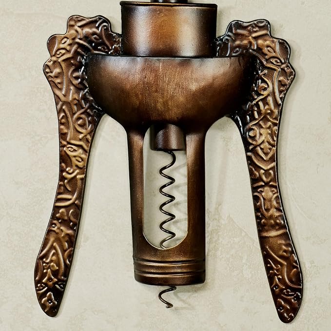 Touch of Class Antique Corkscrew Metal Wall Art Burnished Gold | Wine Bottle Opener Decor for Bar, Bedroom, Living Room, Kitchen
