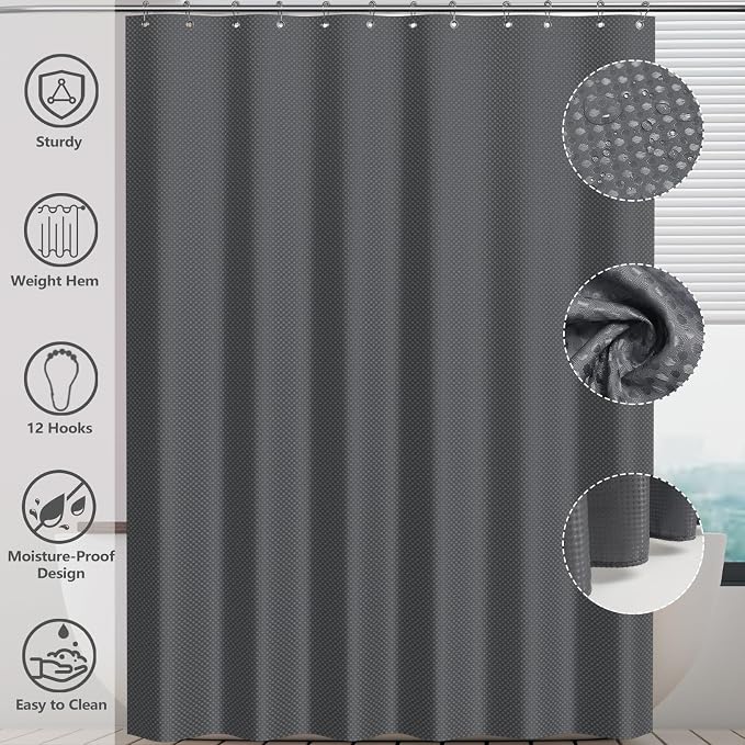 XLHOMO Bathroom Accessories Set - 25PC Grey Bathroom Set, Bathroom Set with Shower Curtain and Rugs, Grey Shower Curtain Set, Toilet Brush, Bathroom Trash Can