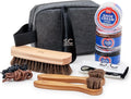 Stone and Clark 11 PC Shoe Shine Kit - Premium Shoe Polish Kit for Shoes - Black, Brown & Neutral Shoe Creams with Brushes, Laces, Buffing Cloth, Shoe Horn & More - Travel Essentials Shoe Care Kit