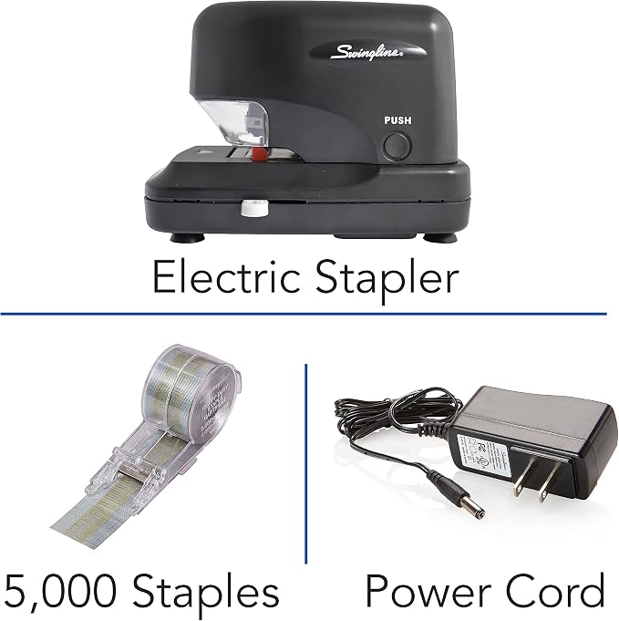 Swingline Cartridge Electric Stapler, 30 Sheet Capacity, Jam Free, includes 5000 Staple Cartridge, Black (69008)