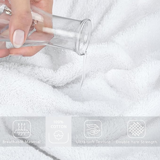 Cotton Paradise 100% Cotton Turkish Towel, Soft Absorbent Quick Dry, 40x80 Oversized Bath Sheet Towel, Snow White