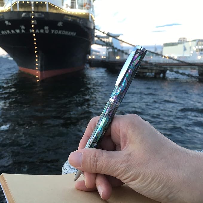 LACHIEVA LUX Abalone Shell Ballpoint Pen, Luxury Executive Gift Set, Fancy Pen for Men & Women, German P900M Refill, Ocean Dream Collection