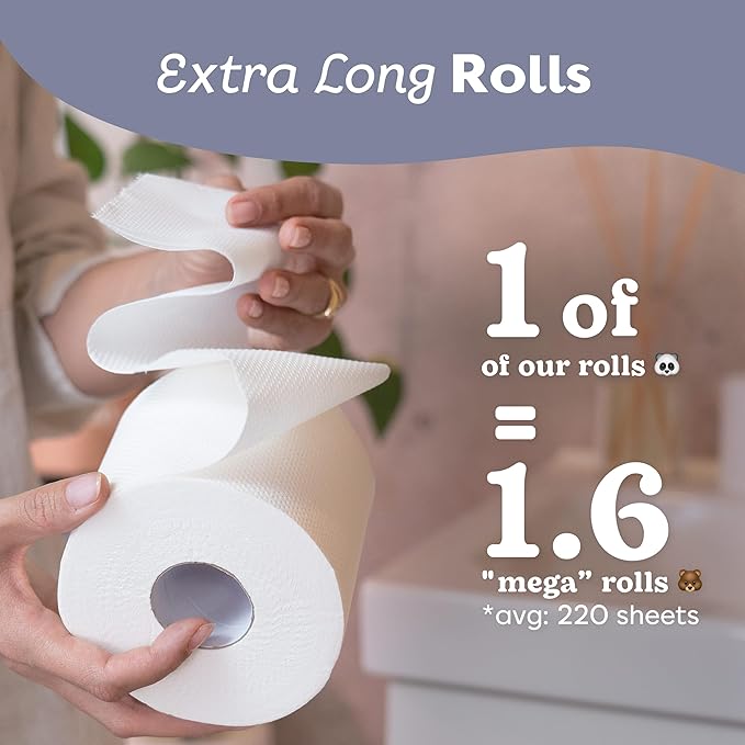 Betterway Bamboo Toilet Paper 3 Ply - Sustainable Toilet Tissue - 24 Long-Lasting Rolls & 360 Sheets Per Roll - Septic Safe - Organic, Plastic & PFAS Free - FSC Certified