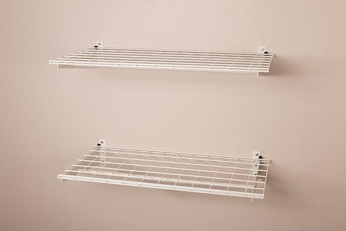HyLoft 2-Pack Heavy Duty Steel Wall Garage Shelving, 36 in. x 18 in. Adjustable, Includes Hanging Rod, Max Shelf Load 200 Pounds, Item 777, White Powder Coated Finish