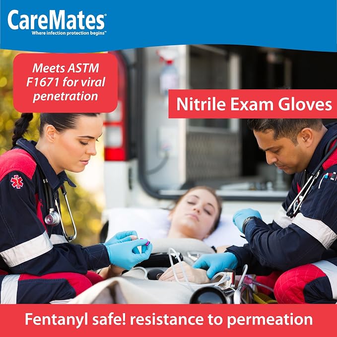 CareMates Nitrile Medical Exam Gloves, Latex Free Rubber, Powder Free, Extra Strong, 4 Mil Thick, Certified for Home Infusion, First Aid, Food Safe, Cleaning Gloves, Small, 400-Count