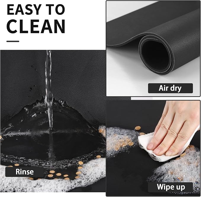 HotLive Dog Food Mat - Absorbent Cat Mat for Food and Water, No Stains Pet Feeding Bowl Mat, Easy to Clean Pet Placemats, Quick Dry Dog Water Dispenser Mat for Messy Drinkers | Paw Black 12"x 19"