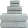 YTYC 27.5x55 Bath Towels Set,100% Cotton,650GSM,Green,6-Pieces | Ultra Soft,Highly Absorbent, 2 Bathroom Towels,2 Hand Towels, 2 Washcloths, Towels for Bathroom, Gym, Spa,Pool