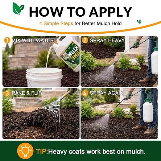 Teexpert Mulch and Rock Glue for Landscaping, 2 Gallon Concentrate Landscape Glue for Rubber Mulch, Wood Chips, Pea Gravel & Small Rocks, Strong Hold, Dries Clear, Covers up to 400 sq ft