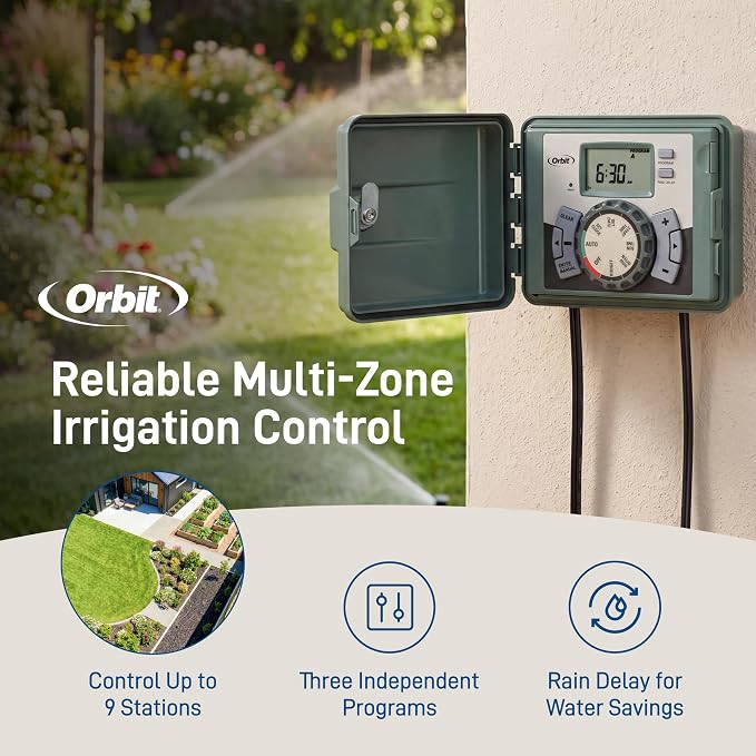 Orbit 57899 9-Station Outdoor Swing Panel Sprinkler System Timer
