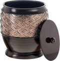 Creative Scents Dublin Brown Small Bathroom Trash Can with Lid - 1.3 Gal / 4.8L Decorative Oval Waste Basket - Durable Resin Garbage Can for Bathroom, Bedroom, Office Decor - Mini Wastebasket Bin