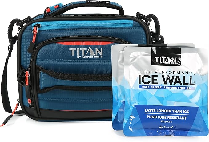 Titan High Performance Fridge Cold Expandable Insulated Lunch Box - Blue | Durable, insulated lunch bag with leak proof, easy clean lining, keeps food fridge cold up to 6 hours, for adults and kids