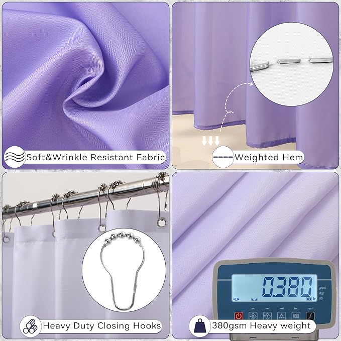 XLHOMO Purple Bathroom Accessories, 24 Pieces Purple and Gold Bathroom Accessories Set with Shower Curtain, Bath Towels, Trash Can, Soap Dispenser and Soap Dish for Bathroom/Housewarming